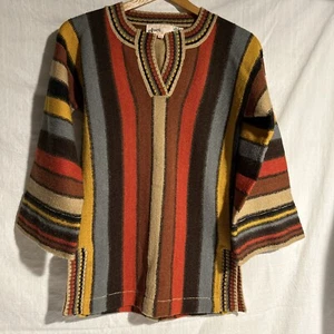 Vintage Duett Woll Poncho Oberteil 34 Grunge Vintage gestreift - Bild 1 von 12