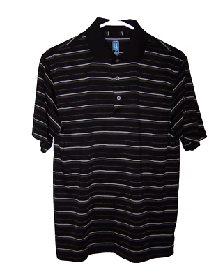 PGA Tour Men's Golf  Shirt Size S Black & White Striped - Image 1 of 4