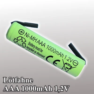 AAA 1000mAh 1,2V Ni-MH/NiMH saldatore a forma di U ricaricabile batteria di ricambio - Immagine 1 di 3