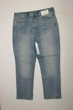 Arizona Jean Co Distressed Straight Jeans Womens 15 Medium Wash Super High Rise