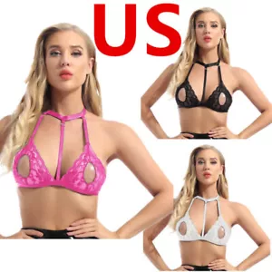 Damen BH Spitze Offen Cup Slips Set Cupless Bügel Regal Tops Nachtwäsche - Bild 1 von 12