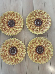 Lot of 4 Sunflower plate Certified international 3d 8" plates - Picture 1 of 5