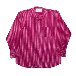 Vintage FINGER PRINT Ditsy Pattern Maroon 90s Long Sleeve Shirt Mens M - Picture 1 of 6