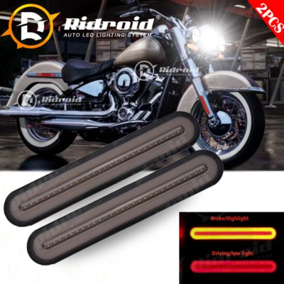 2xFor Harley Davidson Fender Bagger Flowing Brake Tail Turn Signal LED Light Bar - Image 1 of 4