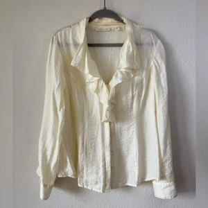 Coldwater Creek Ivory Ruffle Blouse Women’s Sz L Lyocell Blend Romantic Boho Top - Picture 1 of 6