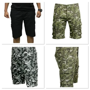 Mens Cargo Work Shorts Combat Size 30 to 44 Black Navy & camouflage summer short - Picture 1 of 17