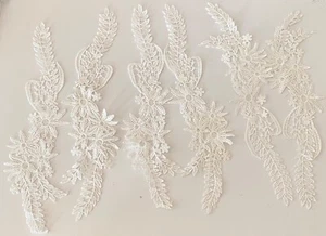Bundle 6pcs ivory floral lace applique sew on cotton bridal lace motif patch - Picture 1 of 6