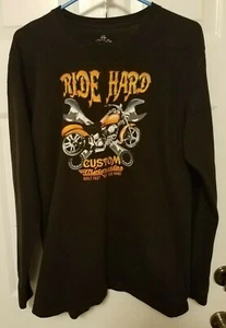 Camiseta Ride Hard Personalizada Motocicletas Manga Larga Para Hombre Talla L Construida Paseo Rápido Duro - Imagen 1 de 4