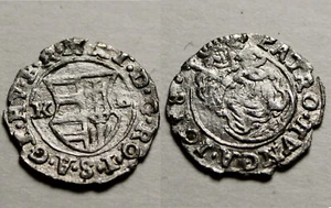 Genuine Europe Silver Denar coin 1618 KB HUNGARY King Matyas Matthias II Madonna - Picture 1 of 4