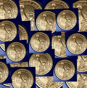 2009 P John Tyler Roll of 25 each Satin Mint Dollars from Mint Set - Picture 1 of 2