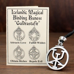Pewter Rune for Obtaining Riches Necklace Wealth Talisman Amulet Pendant - Picture 1 of 5