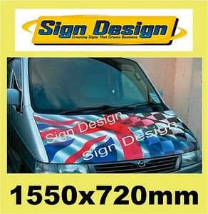 PRINTED WAVING UNION JACK CHEQUERED FLAG FIT CAR VAN BONNET GRAPHICS DECALS - Picture 1 of 1