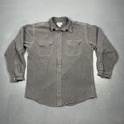 Camisa de Colección Carhartt Denim Pesado LS Gris Grande Abotonada Y2K Ropa de Trabajo De Colección Foto 1 de 4