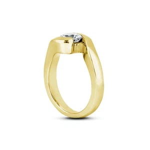 Solitär-Verlobungsring 1 kt F SI1 natürlicher zertifizierter Diamant im Rundschliff 18 kt Gold - Bild 1 von 3