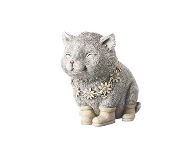 Pudgy Pals Cat in Rain Boots Garden Statue Figurine 7.75 Inches - Image 1 of 2