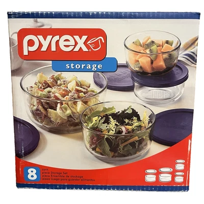 Vintage Pyrex Storage Set Clear Glass Bowls 8 Pieces New Open Box 2003 - Image 1 of 4