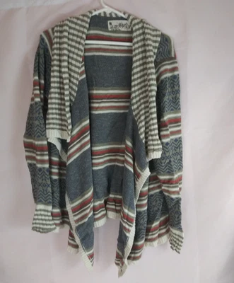 Cárdigan suéter chal a rayas frente abierto Aventura talla XL Foto 1 de 4