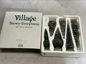 DEPT 56 VILLAGE SNOWY EVERGREENS SET OF 6 SMALL 52612 SNOW VILLAGE - Picture 1 of 2
