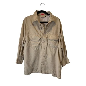 Rafiji Bugtech Expedition Tested Shirt Mens L Button Front Roll Sleeve Beige - Picture 1 of 8