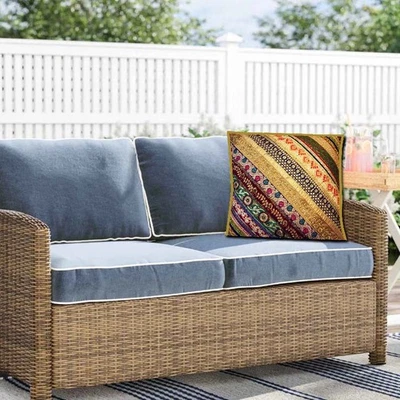 30" RARE VINTAGE INDIAN SARI BEADED HANDCRAFTED MOTI THROW CUSHION PILLOW COVER - Image 1 of 4