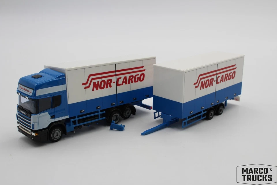 AWM Scania 124 box drawbar truck "Nor-Cargo Suldal Billag" 1:87 /AW3156 - Image 1 of 1