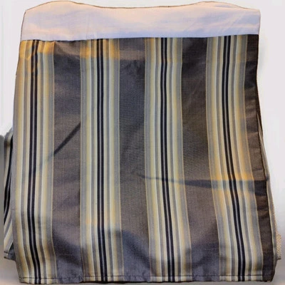 J Queen Bed Skirt Valdosta Ventura Queen Size Gold Stripe Split Corner 15" Drop - Image 1 of 4