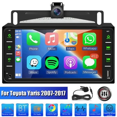 YUANTING For Toyota Yaris 2007-2017 Apple Carplay Car Stereo Radio Bluetooth Player+CAM