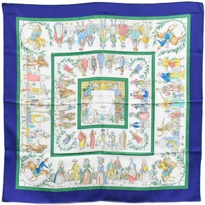 HERMES 100% Silk Carre 90 COSTUMES CIVILS ACTUELS Navy Multicolor - Picture 1 of 15