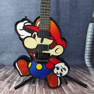 Custom Mario E-Gitarre mit H-H Tonabnehmern schwarz Griffbrett Ahorn Hals - Bild 1 von 9