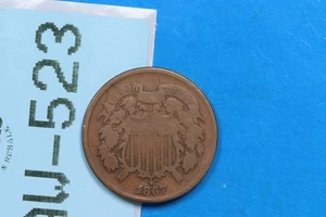 1867 2C TWO 2 CENT PEICE COPPER EARLY US TYPE COIN RW-523 - Picture 1 of 2