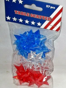 Patriotic Stars Table Scatter Decor 27 Count Red Blue Clear July 4th - Picture 1 of 2