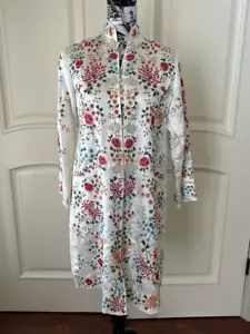 NEW Silk Dress Floral Bird Hand Embroidery Ivory Cheongsam China EU 36 - Picture 1 of 16