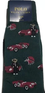 Polo Ralph Lauren - Polo Bear  Race Car Driver Socks - Mens 2 Pair Pack - Green  - Picture 1 of 6