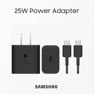 Adaptador de corriente cargador de pared SAMSUNG 25W con cable, carga súper rápida sin caja Foto 1 de 4