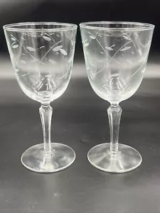 Vintage Stemware Glasses Set of 2 Windswept LIBBEY Water Goblets 7" - Picture 1 of 8