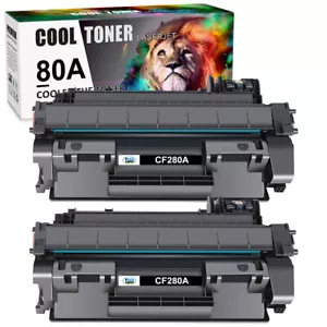 2 Pack Black CF280A Toner Cartridge For HP 80A LaserJet Pro 400 M401dn M401dne - Picture 1 of 11