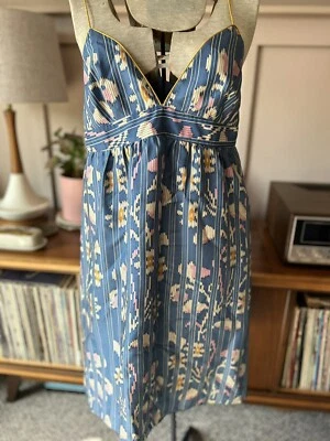 Lauren Moffat спагетти ремень без спинки синий геометрический стороны молнии платье размер 8 - Изображение 1 из 4