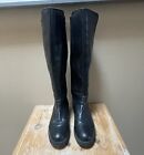 Gaber Women?s Black Leather&fabric Knee-High Black Boots 7 1/2