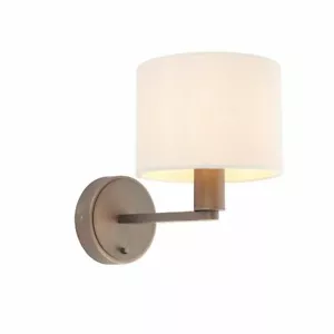ENDON DALEY 40W E14 IP20 Wall Light Dark Antique Bronze & Marble Faux Silk 73018 - Picture 1 of 4