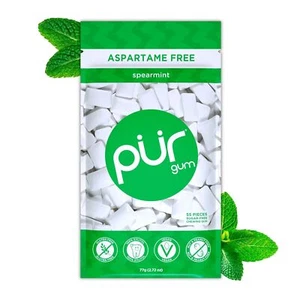 PUR Gum Aspartame Free Chewing Gum 100% Xylitol Natural Spearmint Flavored Gum - Picture 1 of 3