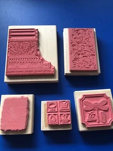 A Stamp In The Hand ~  5 Pack New Wood Mounted Rubber Stamps.1982-2001.ALL - Picture 1 of 11