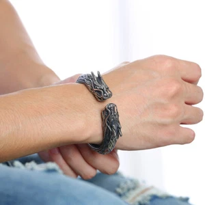 Rubinetto Acciaio Inox Uomo Bracciale Metallo Punk Minimalista Aperto Regolabile Regalo - Foto 1 di 6