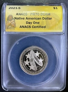2021-S Sacagawea Dollar ANACS PR70DCAM PERFECT COIN DEEP CAMEO SUPERB GEM SI - Picture 1 of 2
