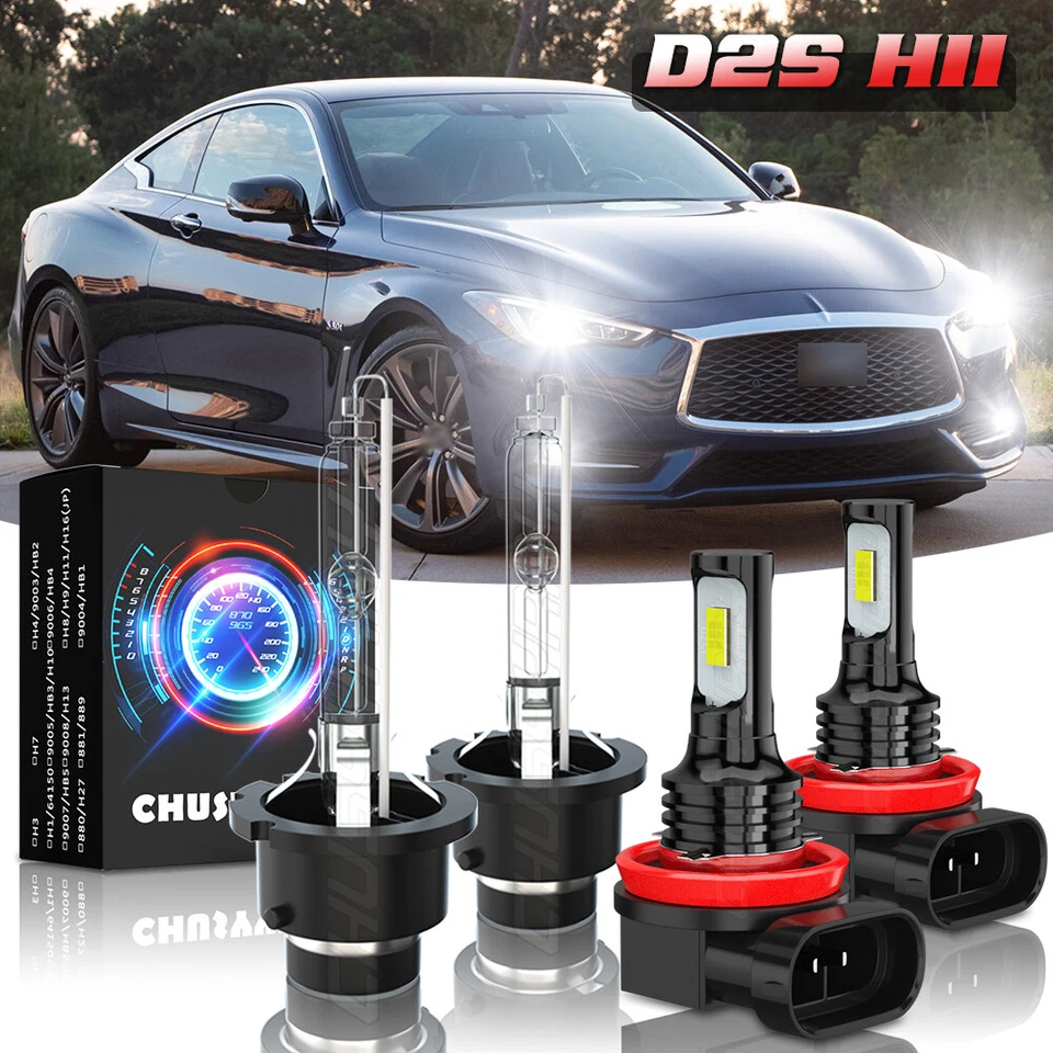 Kit de bombillas LED/HID faros altos bajos+niebla 6000K para Infiniti Q60 2014-2019 Foto 1 de 4