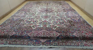 Large Persain Carpet Rug Hand Made Wool Vintage Living Room 14ft 9" x 10ft 2" - Picture 1 of 22