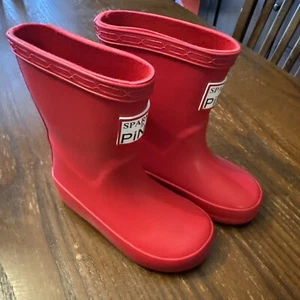 Sparkle in Pink Girls Solid Color Red Rain Boots Size 6 New - Picture 1 of 6