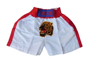 Tiger White Kids Muay Thai Shorts - Perfect Fit & Stylish MMA Boxing SIZE M - Picture 1 of 3