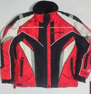 Pure Polaris Snowmobile Padded Jacket Medium Red Black White Motorcycle Sports - Picture 1 of 12
