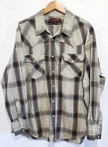 Canyon Guide Outfitters Western Shirt Pearl Snap Buttons Brown Plaid XX-Large - Picture 1 of 9