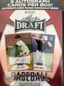 Leaf Draft 2021 béisbol — sellado de fábrica — 3 autógrafos + juego de 50 tarjetas envío gratuito - Imagen 1 de 1